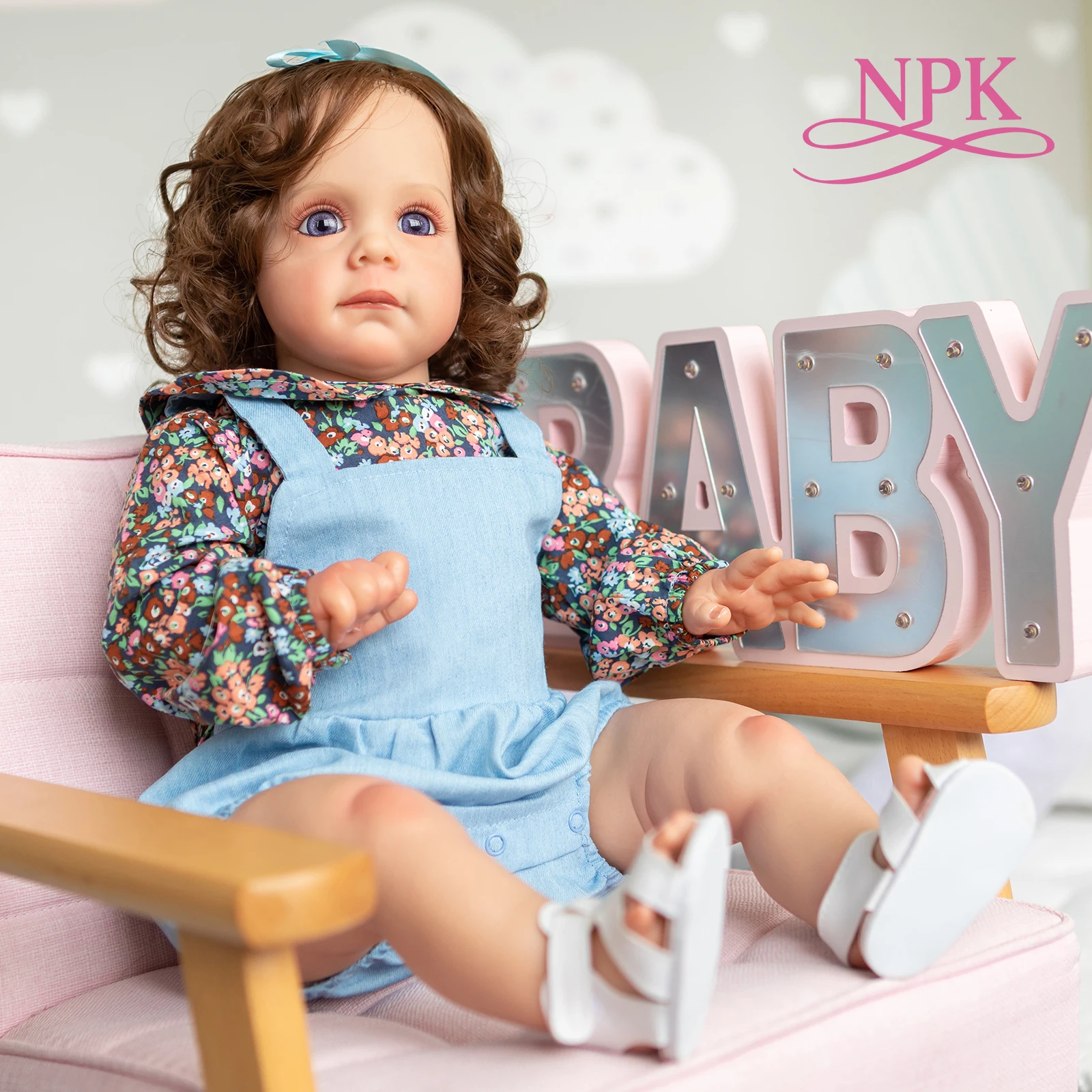 NPK 60CM Maggie Handmade High Quality Reborn Toddler Detailed Lifelike Painting Rooted Long Curly hair Collectible Art Doll