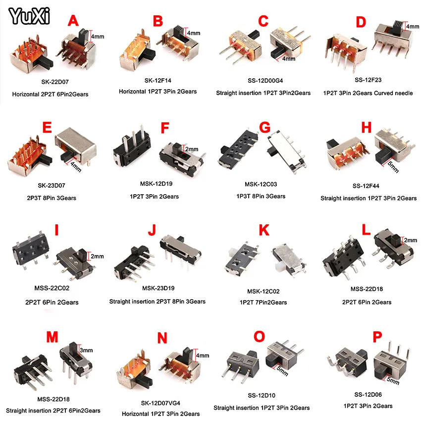 

10PCS Toggle Switch Single and Double Row in-line Horizontal Small Micro Power Switch Sliding Position Fluctuation 2Gear 3Gear