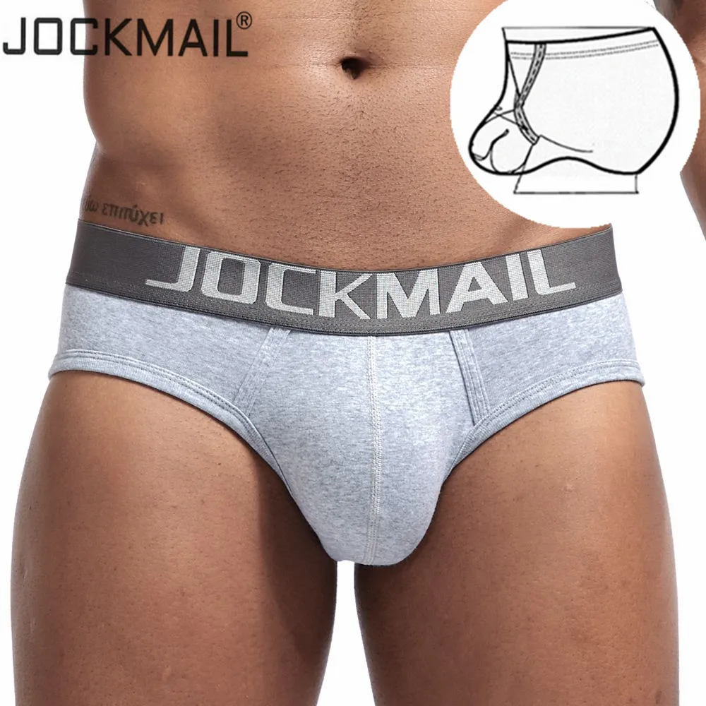 JOCKMAIL Cotton Briefs Sexy men underwear U convex Pouch adjustable size Ring cockstraps men trunk Shorts Gay Underwear