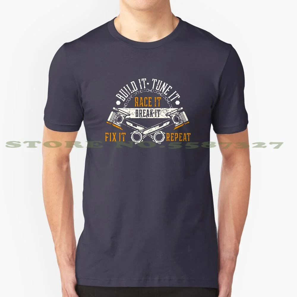 Funny Drag Race , Race Mechanic , Car Fan , Motorsport Design 100% Cotton T-Shirt Near Deafening Roar Car Head Mechanic