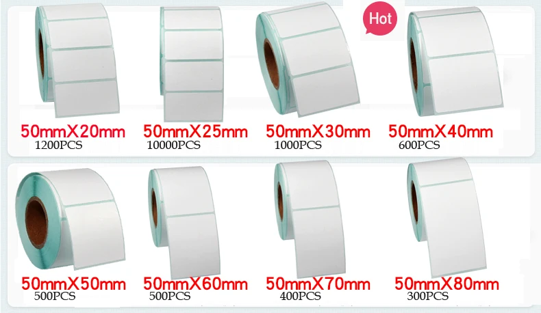 White Blank, Waterproof, Oil-Proof, Scratch-Proof, Thermal Paper 50*30 20 25 60X40 70 80 Self-Adhesive Barcode Printing