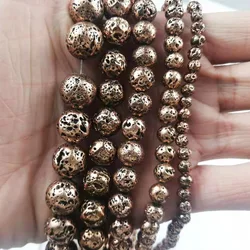 YHBZRET Red bronze Lava Hematite Natural Stone Loose Beads For Jewelry Making 4 6 8 10 12mm DIY Necklace Bracelet Accessories