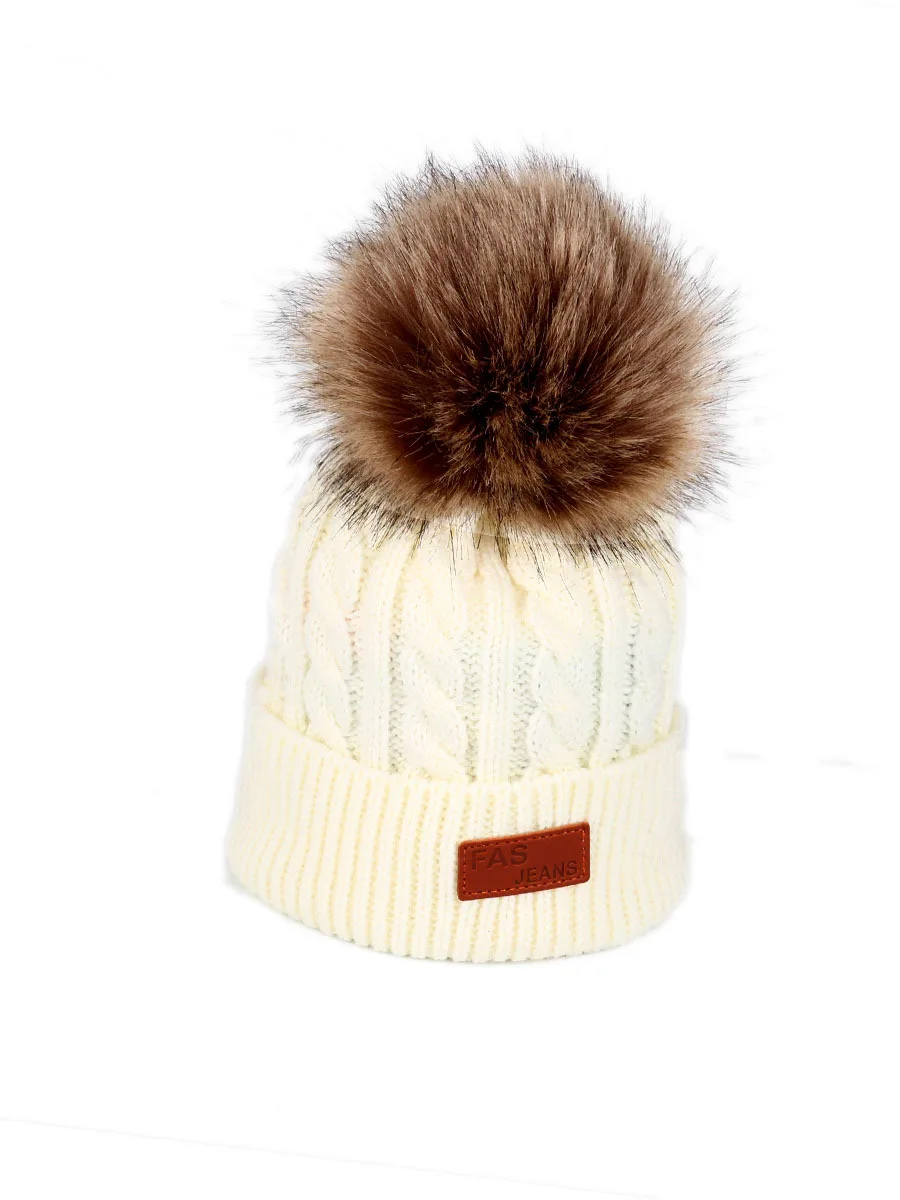 New twist leather label, small children's wool hat, autumn and winter, new baby hat