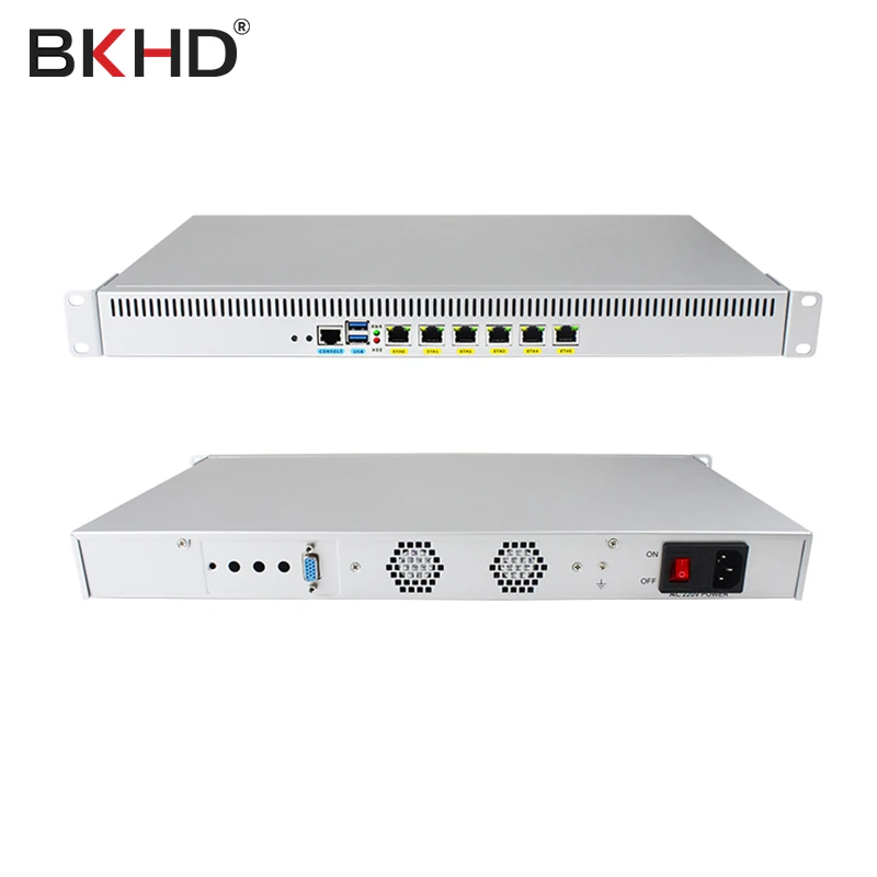 BKHD 1U Network Server Firewall Appliance with Intel i3 7100 Dual Core 6 Lan Pfsense Soft Router AES IN Openwrt X86 DD-WRT VPN