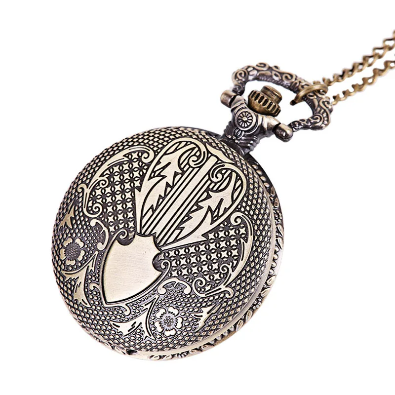 8189Embossed pattern shield nostalgic classical pocket watch European and American retro style large bronze pocket watch