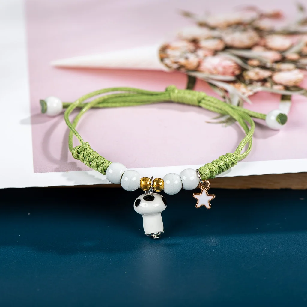 Multicolor Ceramic Pendant Bracelet for Children, Hand-Wowen Charms, Cute Gifts, Wholesale, # XN379