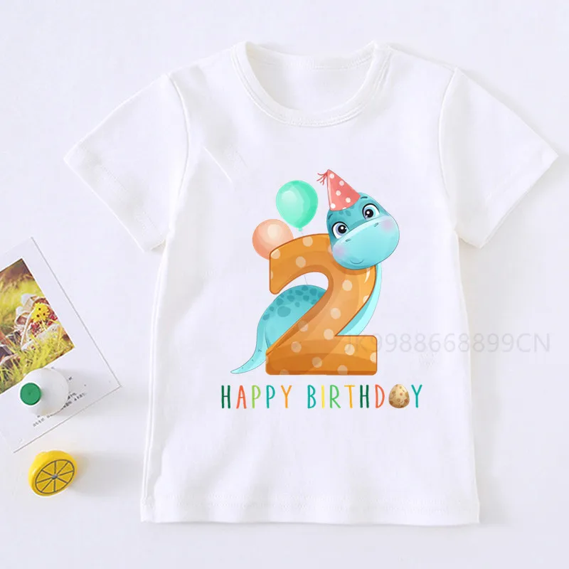 2021 jungen Dinosaurier 1-9 Geburtstag Anzahl Drucken T Shirt Kinder Geburtstag Junge Dino Party T-shirts Junge & Mädchen lustige Geschenk T-shirt Präsentieren