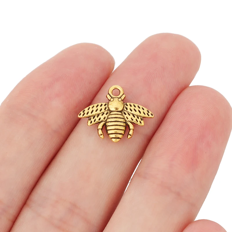 30 x Tibetan Silver/Gold Color Insect Bumble Bee Honeybee Charms Pendants Beads for DIY Jewelry Making Findings Accessories