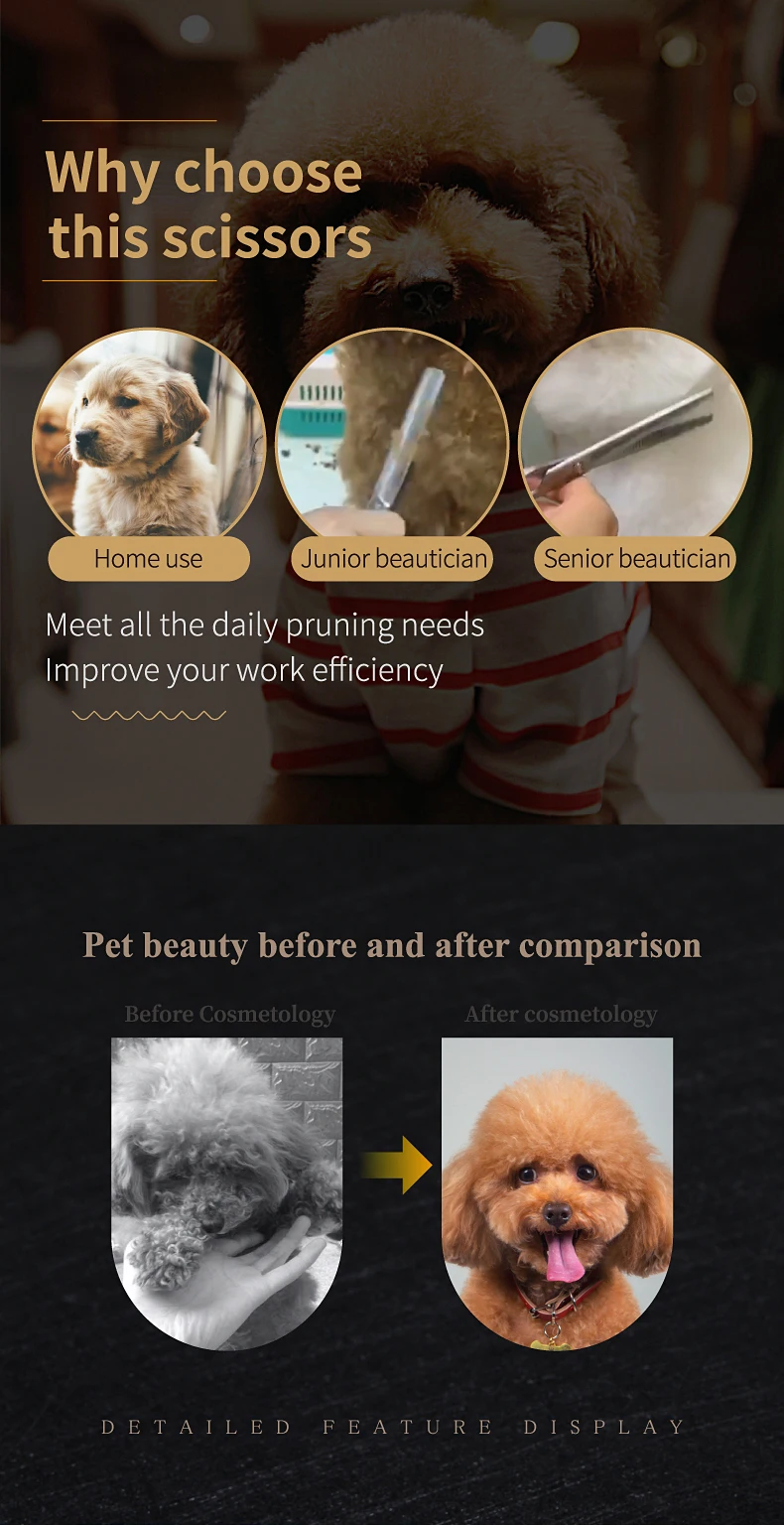 Fenice 7,0 zoll Professional Dog Pflege Ausdünnung Schere 50% Verdünnung rate JP440C Haustiere Scheren für Tier Werkzeuge Kosmetikerinnen – Detail 5