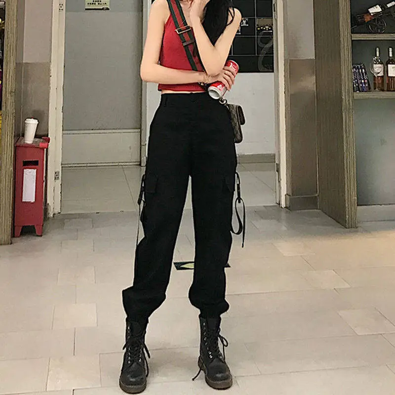 Autumn Winter Harem Pants Womens Thin/Velvet Korean Student Ankle-Length Women's Cargo Pants Casual Sports Joggers Ins Fashion