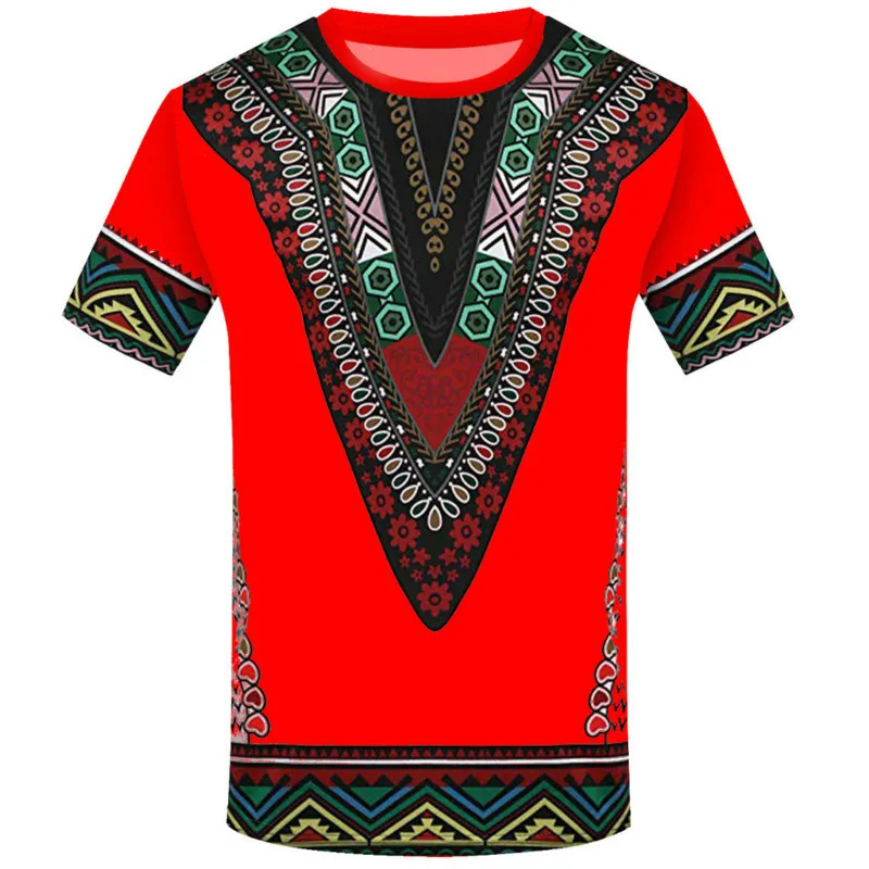 3D printing shirt African national costume T-shirt summer new style hot sale 2021 wholesale Men\'s Dashiki shirt neckline