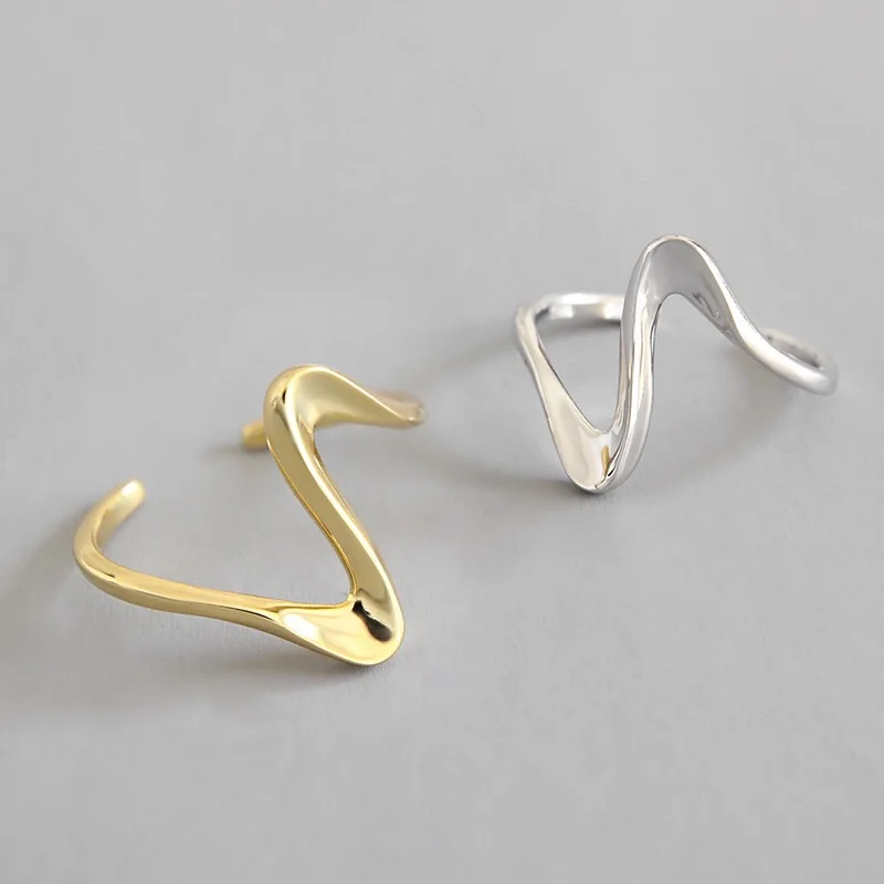 BFCLUB  Silver Color Open Rings Korean Twisted wave silver Gold Color anel Finger Ring For Women Statement Adjustable