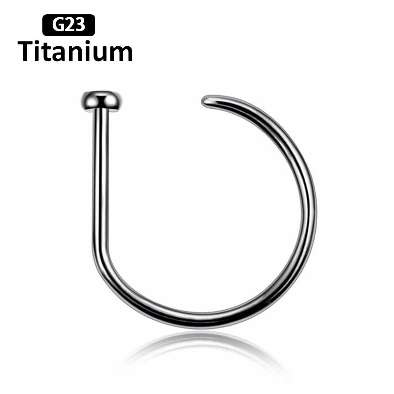 1PS NEW G23 Titanium Nose Piercing Nose ring& Studs D-ring without body piercing jewelry 18G 20G F136 - Image 2