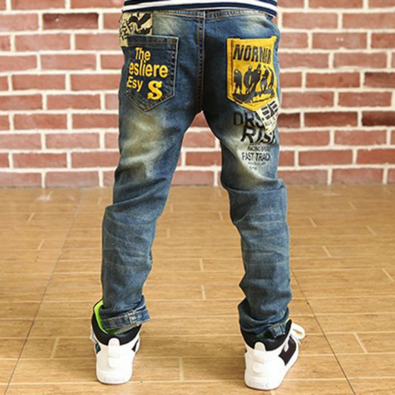 IENENS 5-13Y Boys Slim Straight Jeans Children Denim Long Pants Spring Autumn Wear Kids Casual Trousers