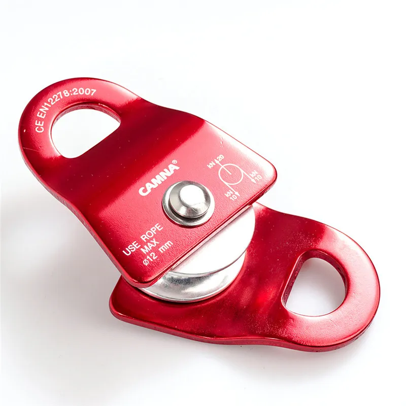 Polea pequeña de aluminio de elevación, equipo de escalada en roca, placa lateral, tracción de una sola rueda, certificación CE 20KN