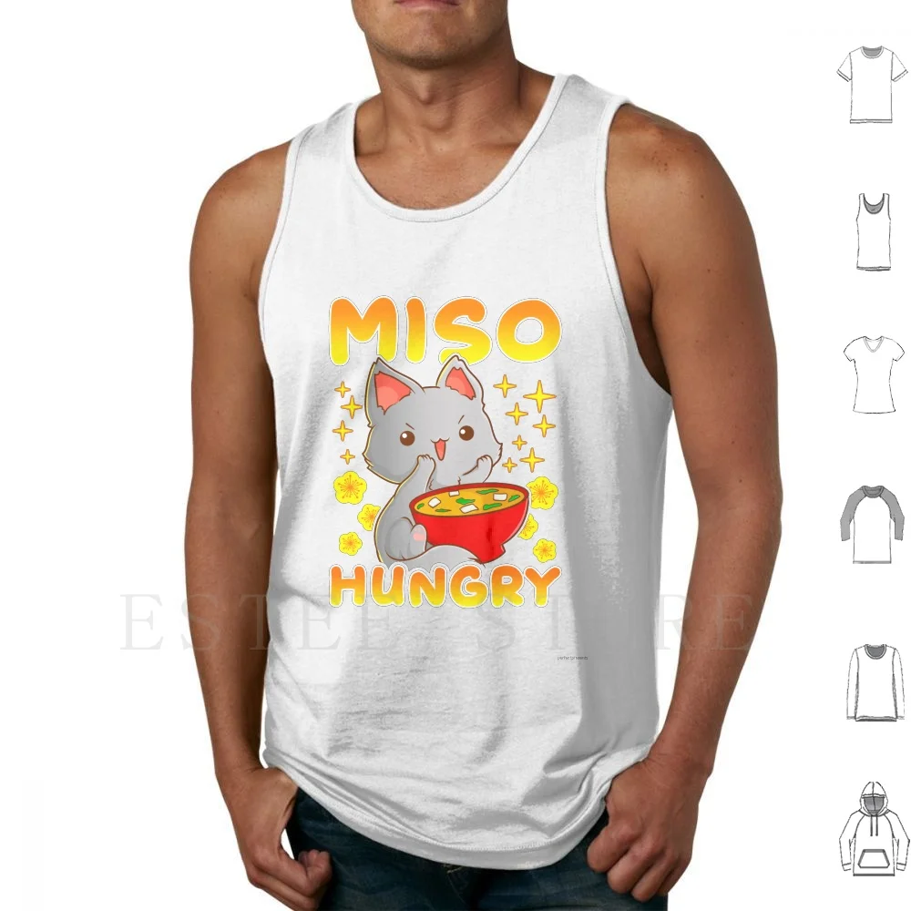 Cute Anime Cat Kitty Miso Hungry Pun Kawaii Tank Tops Vest Sleeveless Miso Hungry Cat Kawaii Miso Hungry Kawaii Miso Anime