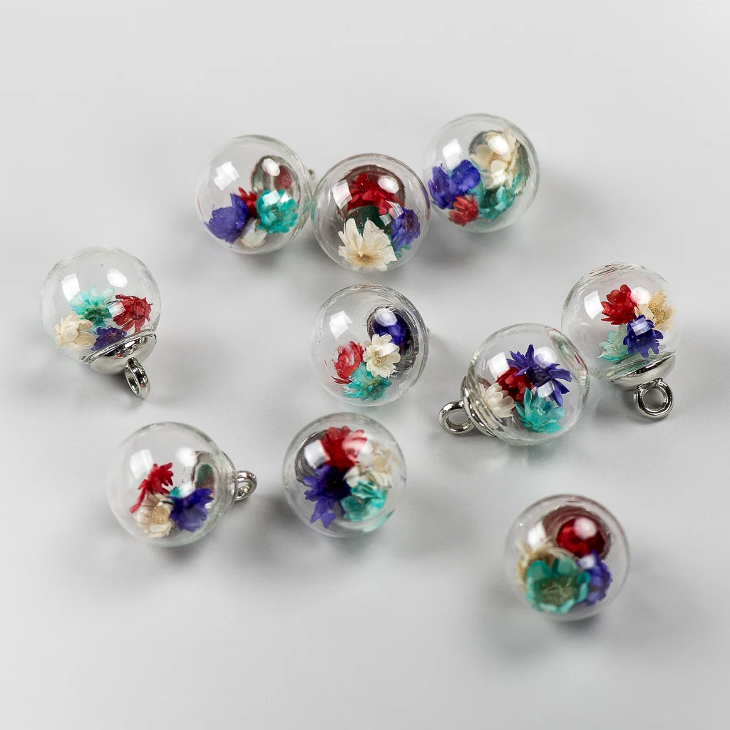 16# 10pcs Alloy Hook Hollow Glass Ball Not Natural Stone Jewelry Making  Bead Wholesale #MY501