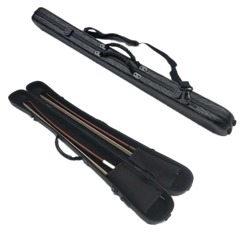 Double Bass Bow Case/Box Carbon Fiber Hold 2pcs Bows Strong Black