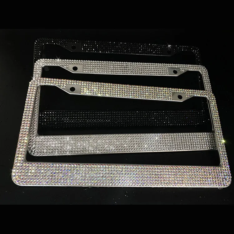 Diamond license plate frame boutique inlaid high-end crystal diamond license plate frame car exterior jewelry