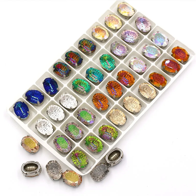 Clothing Decoration Glass Crystal Stones 8x10mm 13x18mm Oval Shape Sewing Sliver Claw Setting Rhinestones DIY Garment/Shoes/Bag