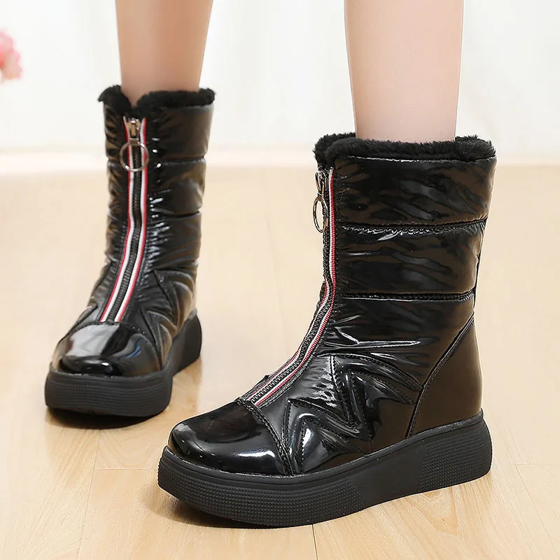 

Women Winter Boots Mid-Calf Snow Boots Female Warm Fur Plush Insole High Quality Waterproof Winter Shoes Botas Mujer Size 36-40