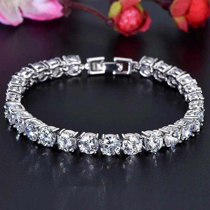 Delicate Sparkling Rainbow Crystal Rhinestone Bracelet for Ladies Tennis Bracelet Fashion Charm Jewelry Gift