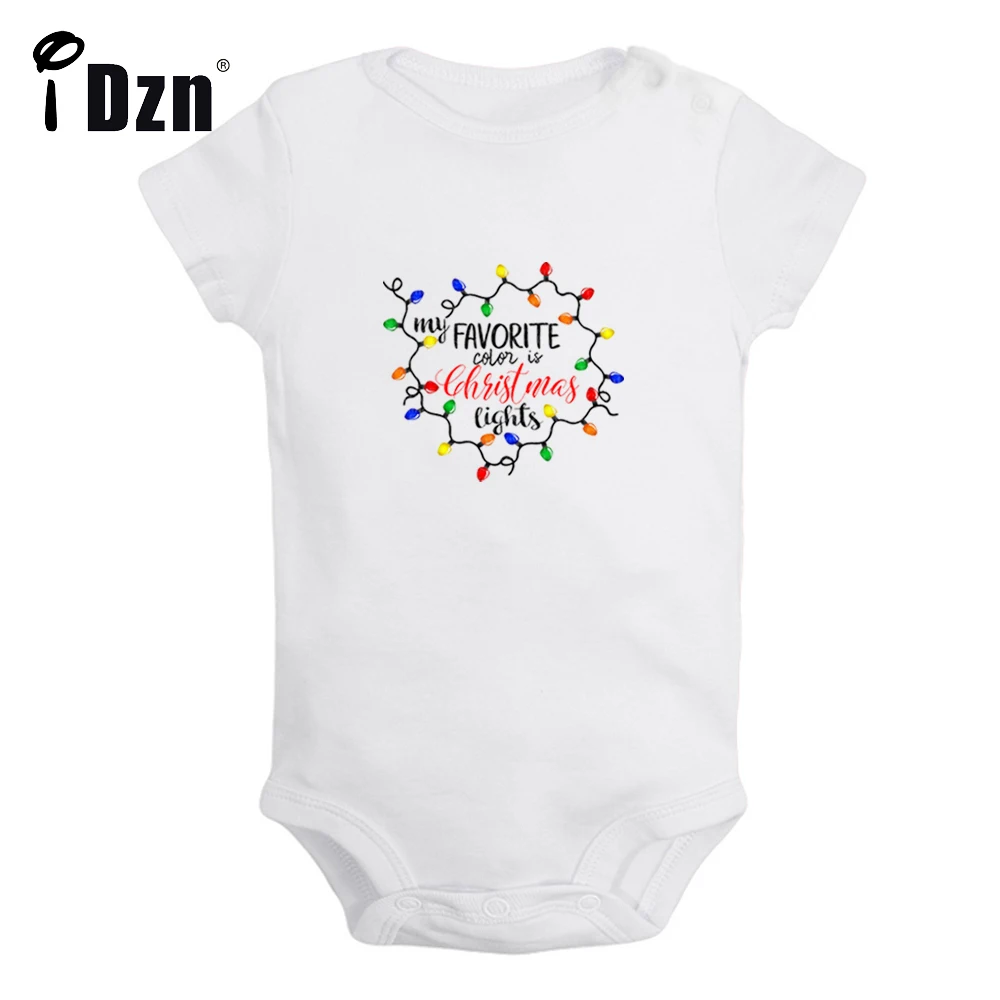 My Favorite Color is Christmas Lights Baby Boys Fun Rompers Baby Girls Cute Bodysuit Infant Short Sleeves Jumpsuit Soft Clothes