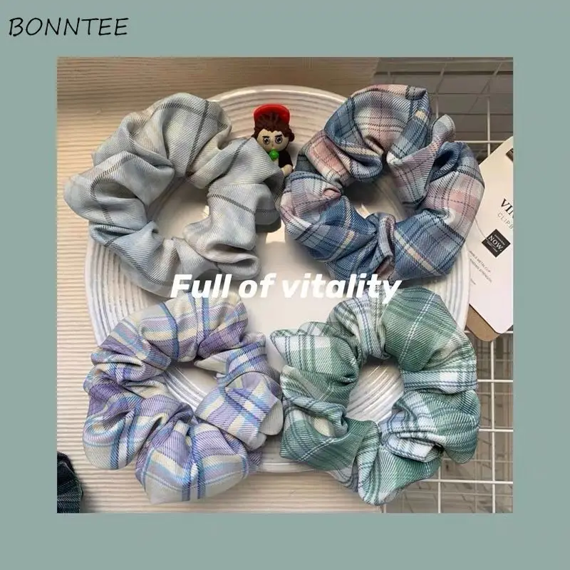 Headwear Women Trendy Plaid Daily Student Girls Hair Accessories Scrunchie Fashion Korean Colorful Lovely Womens Ponytail Holder