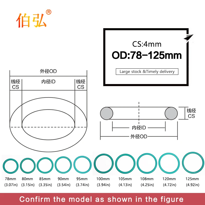 Fluorine Rubber O-Ring 1PC/lot Green FKM Sealing CS 4mm OD78/80/85/90/95/100/105/108/120/125mm Gasket Ring sealing Washer