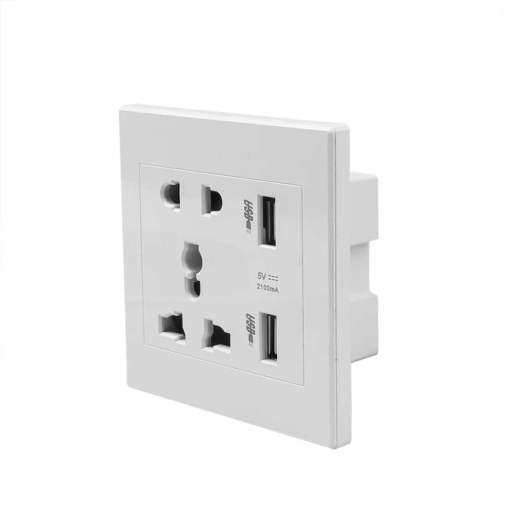 Socket Dual 2.1A 5V USB Electric Wall Charger Adapter 110v 220v Dock Station Socket Power Outlet Panel Plate Phone Charger