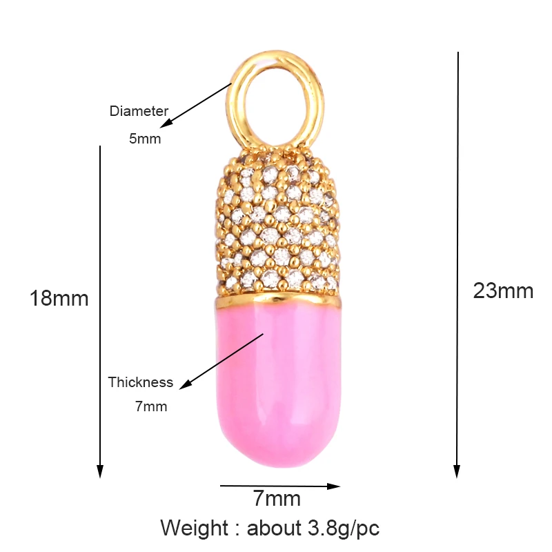 Colgante de cápsula chapada en oro, abalorio de esmalte, Rosa neón, naranja, turquesa, gota de aceite, collar, pulsera, M83