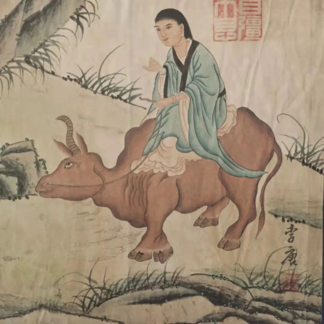 

Hand-painted Old Chinese paintings Painting Scroll,long axis of the Qing Dynasty ,50X440cm，grazing