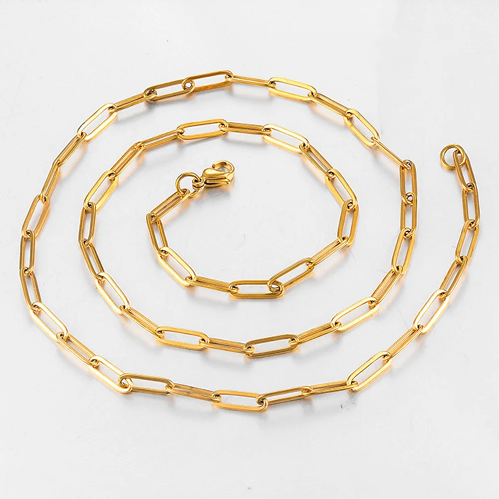 1 Stück, 4 mm breit, Hip-Hop-Edelstahl-Flachkabelkette für Männer und Frauen – Detail 3