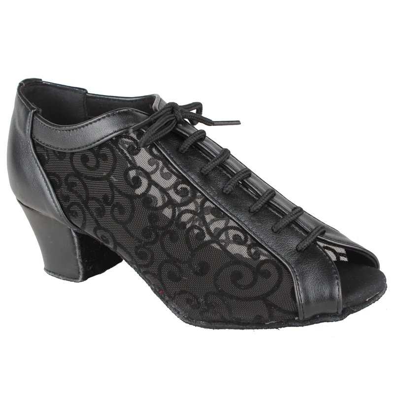 Evkoodance-Chaussures de Salle de Bal en Cuir Noir pour Femme, à Talons de 4.5cm, pour brevLatine, Salsa, ix, DIY