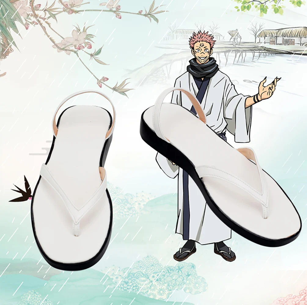 Jujutsu Kaisen Ryomen Sukuna Cosplay Shoes Sukuna White Sandals Slippers Cosplay Custom Made