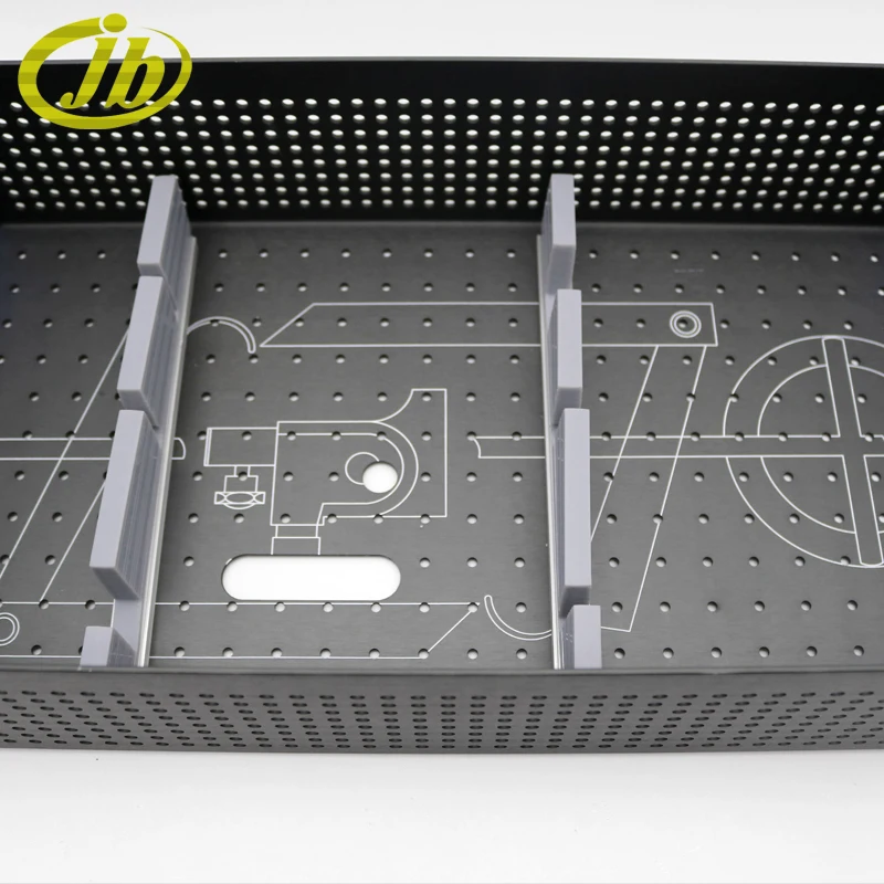 Caja de desinfección médica, instrumento quirúrgico, soporte de la caja de desinfección de laringoscopio, aleación de aluminio de doble cubierta