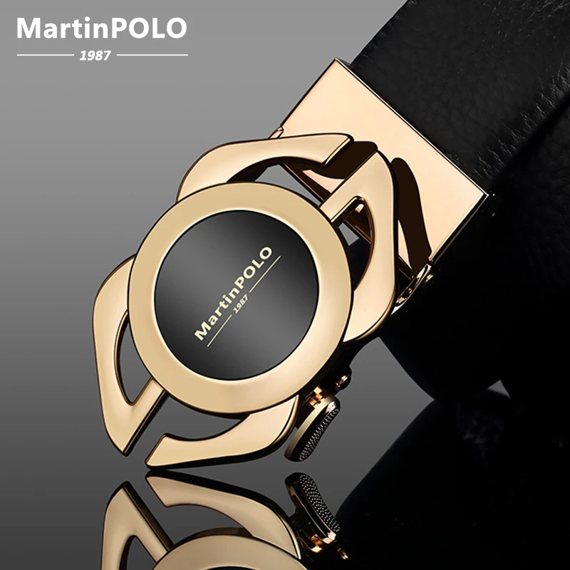 

MartinPOLO Genuine leather Belt Men Luxury Brand Designer fashion Top Quality Belts for Men Strap Male Metal Automatic Buckle