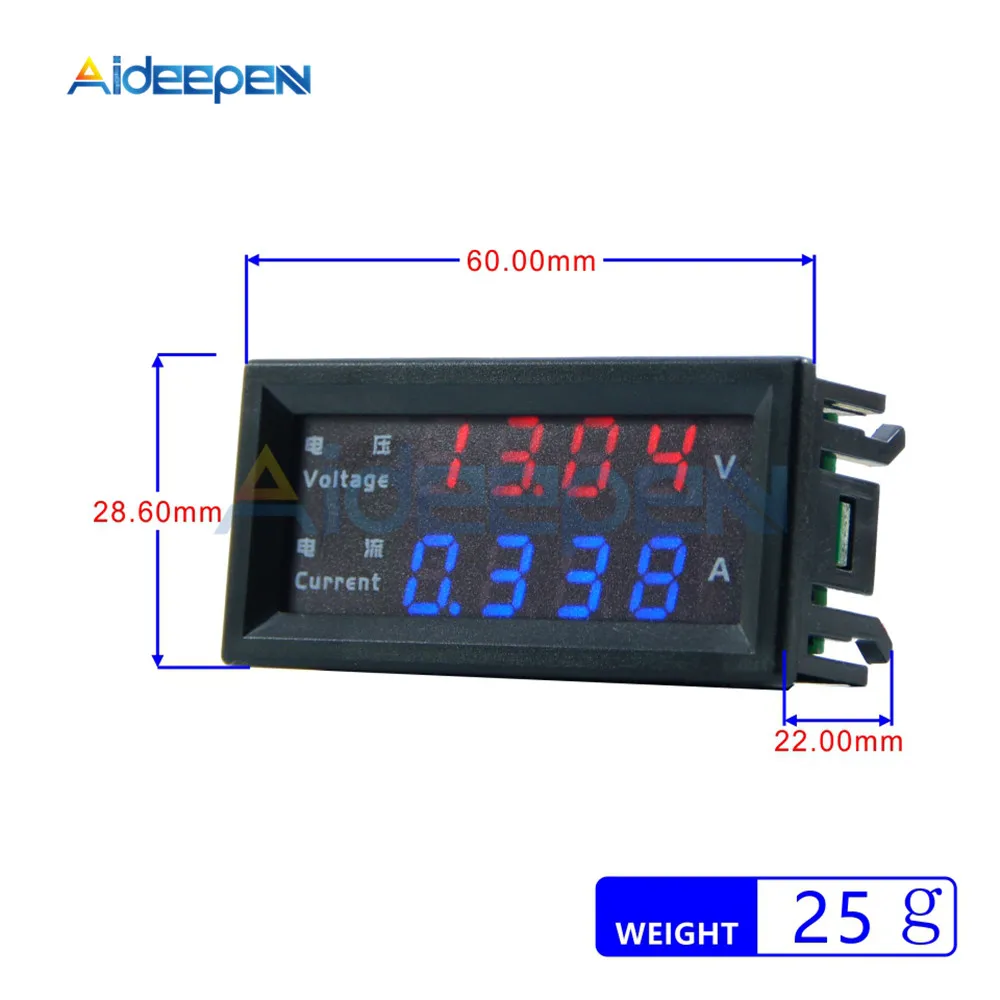 M4430 Mini Digital Voltmeter Ammeter DC 100V 200V 10A Panel Amp Volt Voltage Current Meter Tester Detector Dual LED Display