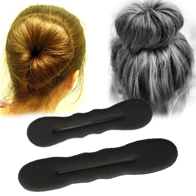 Black Sponge Hair Styling Tool Scrunchie Donut Bun Curler Maker Ring Magic Foam Hair Bun Twist Tool Hair Band Clip Headbands