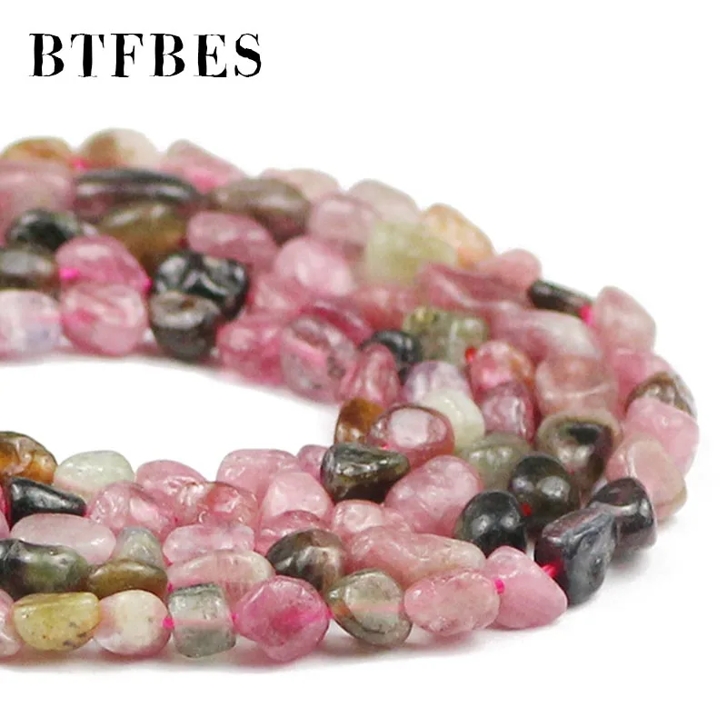 BTFBES Natural Tourmaline Stone Smooth Irregular Gravel Loose spacers beads 4~5mm for Jewelry making DIY bracelets Accessories