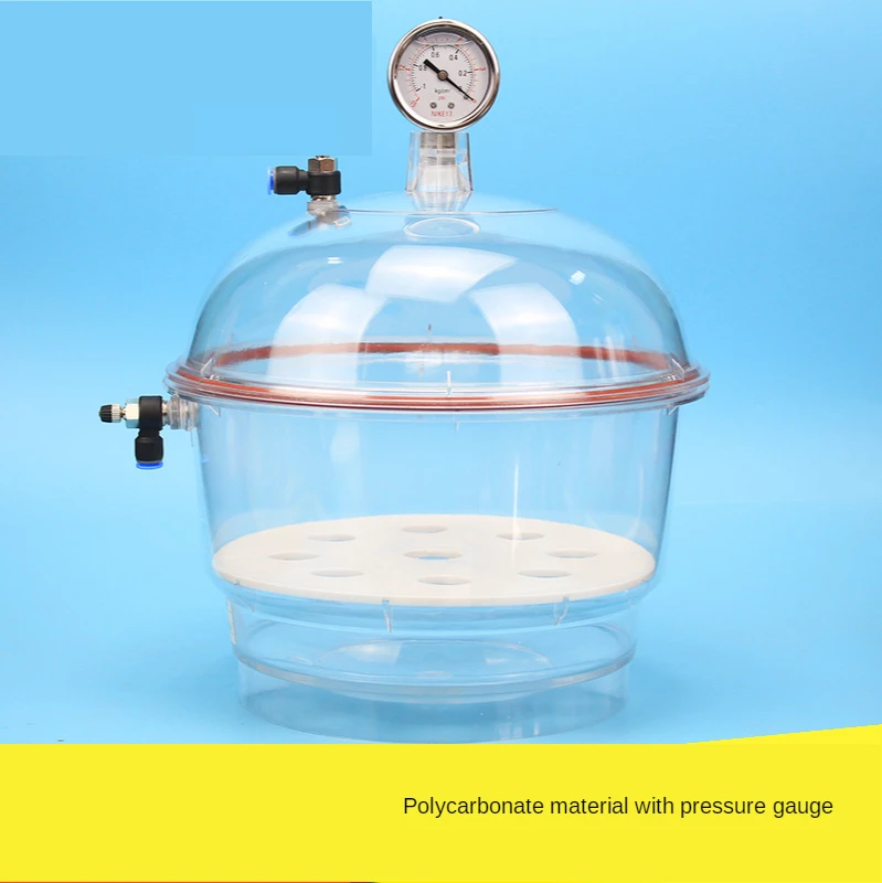 

150MM Polycarbonate Plastic Vacuum Dryer Laboratory Dessicator Dryer Vacuum Drying Storage Double Valve with Pressure Gauge