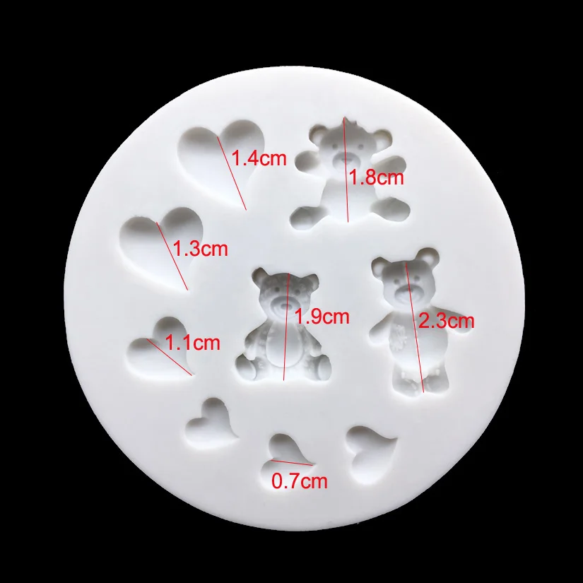 하트 곰 모양 실리콘 몰드 Sugarcraft 초콜릿 컵케익 베이킹 몰드, 퐁당 케이크 장식 도구