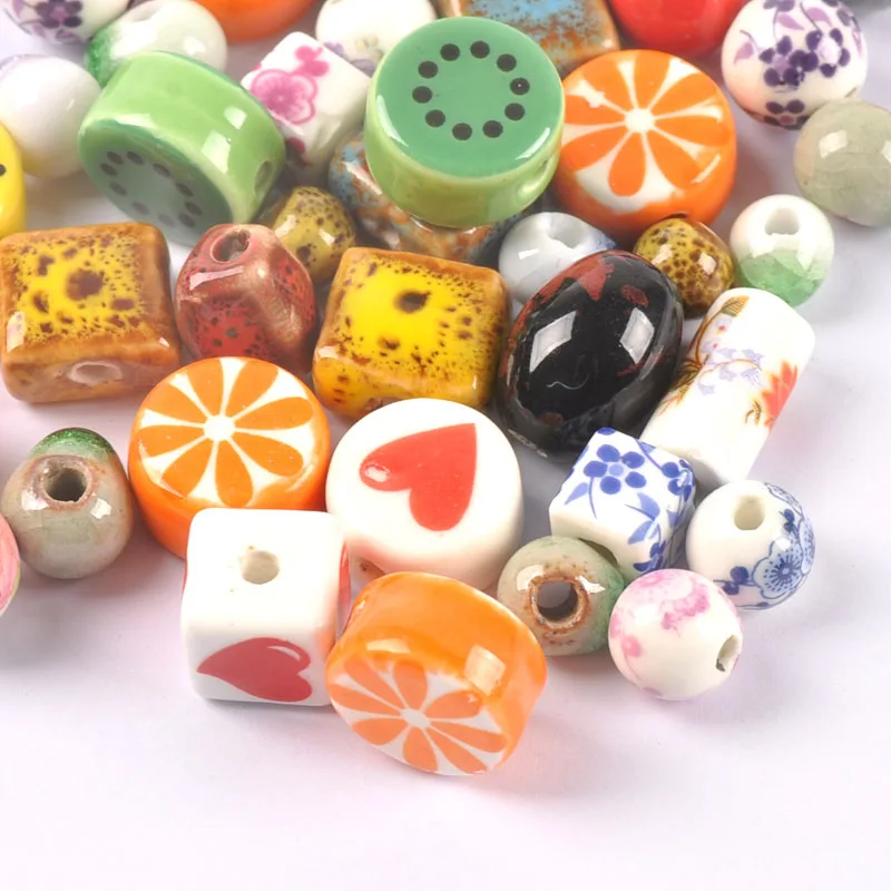 25g Mixed color Vintage Chinese Ceramic Beads Fit Necklace Bracelets and Send 1 meter elastic rope YKL0795