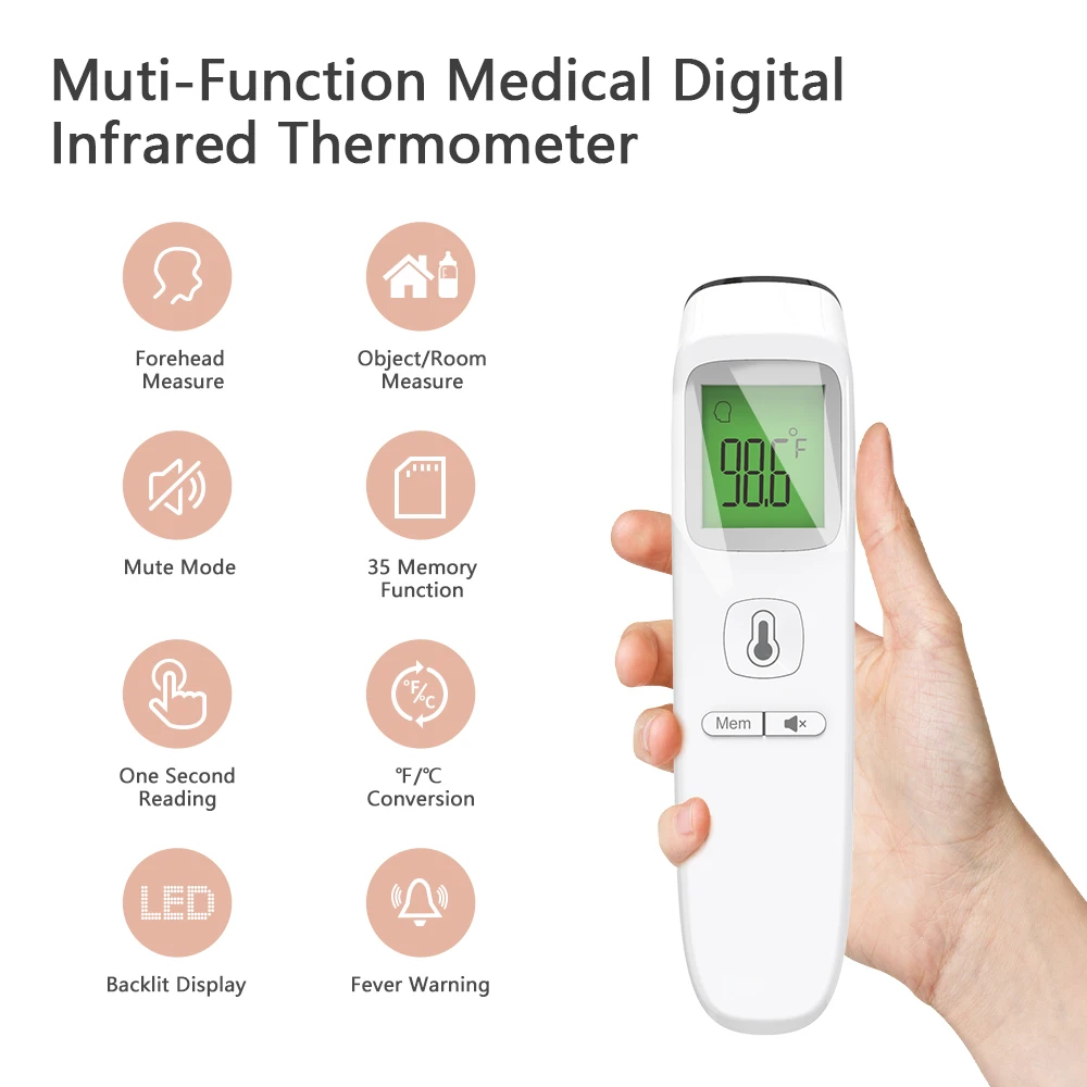 Non-Contact Human Body Thermometer , Medical Forehead Thermometer, Digital Infrared Heating Measuring Tool