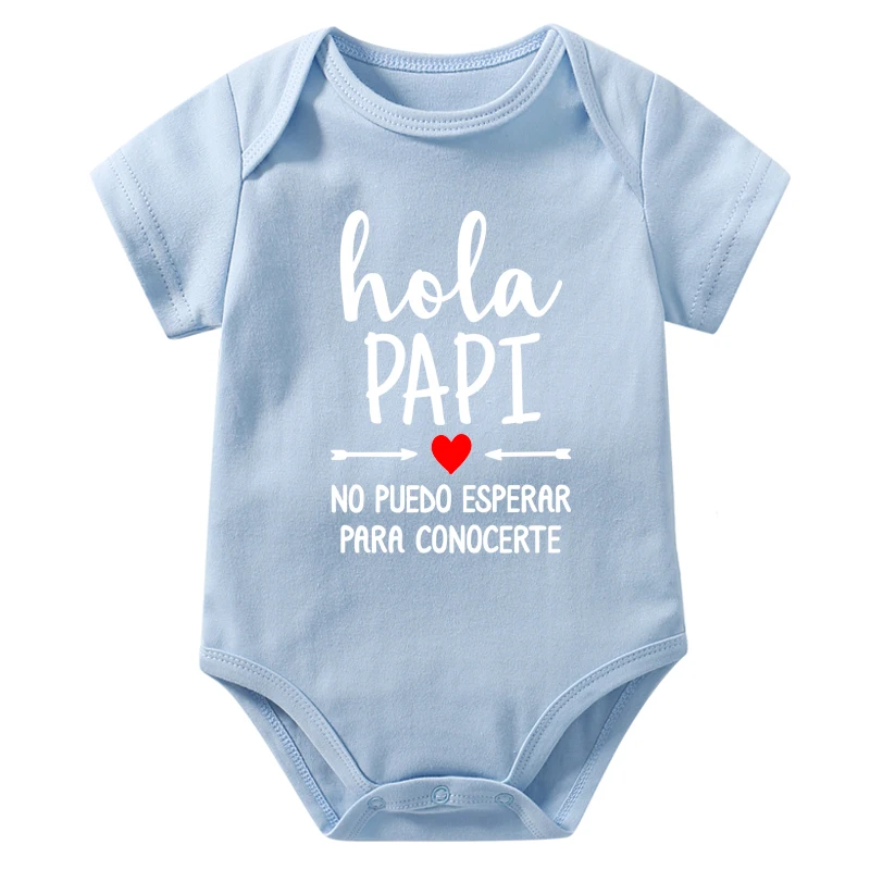 Hola Papi No Puedo Esperar Para Conocerte Funny Newborn Baby Bodysuits Baby Announcement Boys Girls Cotton Rompers New Dad Gifts