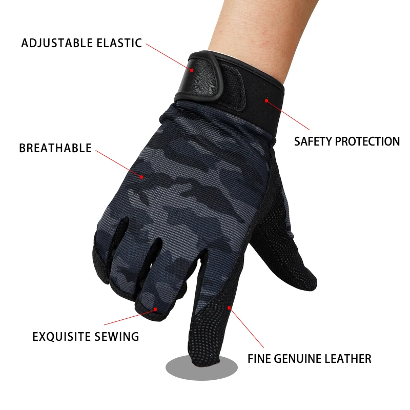 QIANGLEAF Tactical Pu Nubuck Working Gloves Hunting Camping Cycling Outdoor Sport Fishing Safety Camouflage Cycling Glove 2500MC