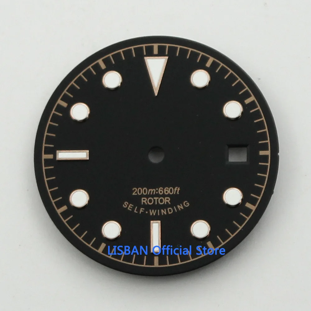 30.5mm Sterile luminous black watch dial fit NH35 Miyota 8205 8215,ETA 2836, Mingzhu DG2813 ST1612 movement watch