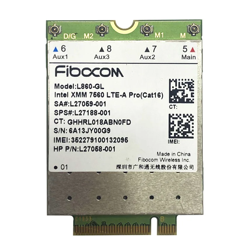 FDD-LTE Fibocom Cat16, TDD-LTE, USB, 4G, L860-GL, tarjeta Wlan, SPS, L860-GL-16, para portátil HP Elitebook X360, 830, 840, 850