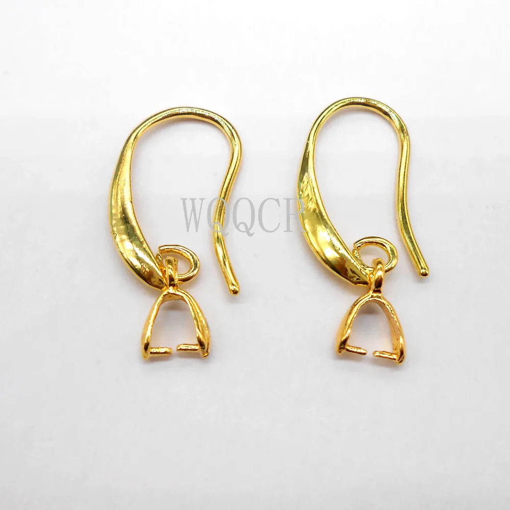 100PCS 18K Gold Smooth  Irregular Circle Surface  Women's Ear Hook Earrings Blank Base DIY Jewelry Making Result Accessory