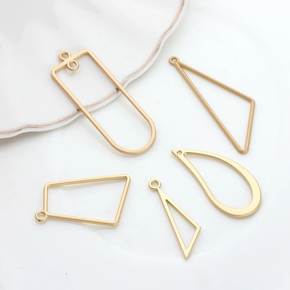 Matte Zinc Alloy Geometric Irregular Charms Hollow Border Charms Pendant 6pcs/lot For DIY Jewelry Earring Making Accessories